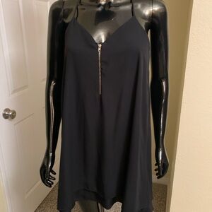 Lovely Day Black Mini Dress with Zipper Detail, Size Medium